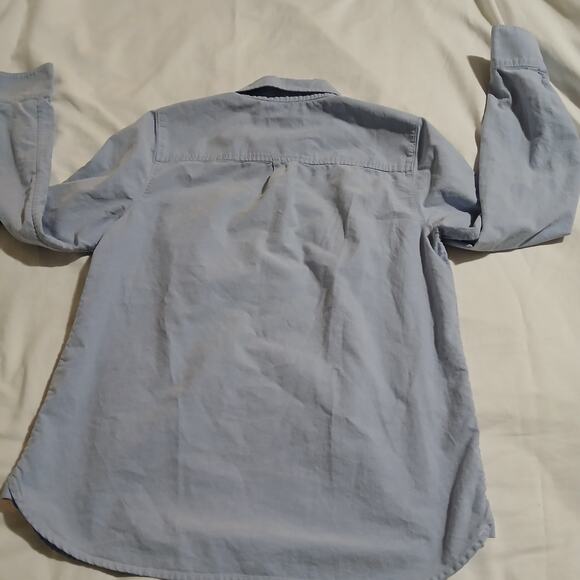J Crew Women's sz 0 blue oxford half-button long-sleeve tunic blouse 100% cotton - Picture 4 of 11